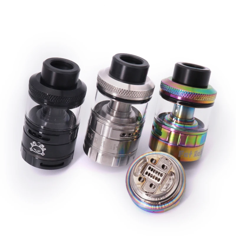 

Fat Rabbit RTA Tank 5.5ML Single Dual Coils 28.4mm Diameter Postless Building Deck 810 Drip Tip E Cigarette vs tauren max rdta