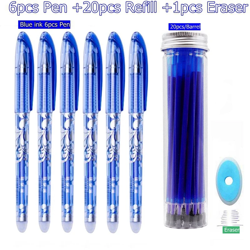 A-27pc-Set-Blue ink 27 шт./компл. со стирающимися чернилами гелевая ручка синие чернила 0,5 мм моющиеся ручка милые ручки пополнения стержни для школы ручка пишущие инструменты симпатичные канцелярские принадлежности - Цвет: A-27pc-Set-Blue ink