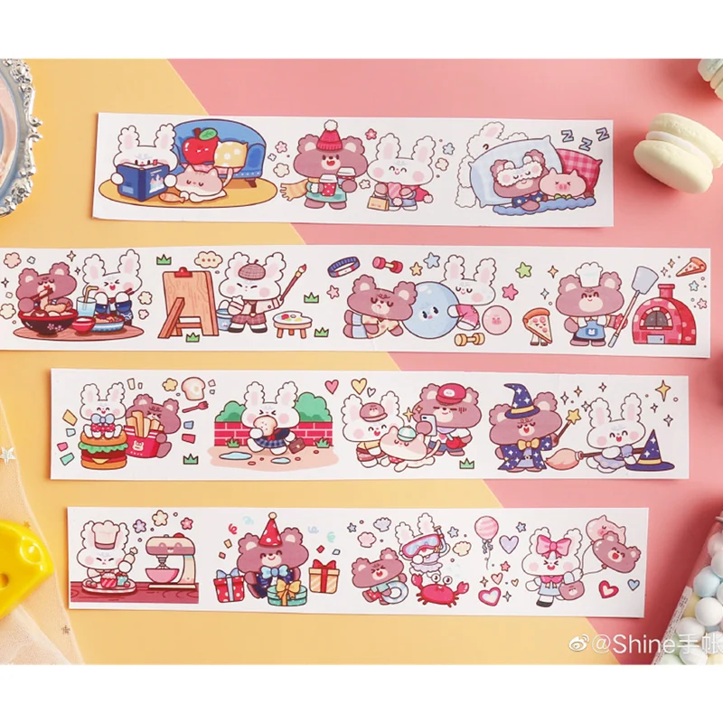 

1 Loop 4.5 X 100cm Cute Bunny Animal Shine Journal Washi Tape Special Oil