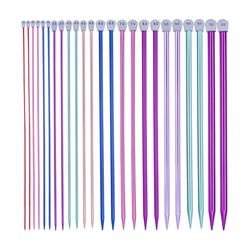 

15 Sizes 30Pcs/Set 35cm Single Pointed Knitting Needles Pins Straight Aluminum DIY Weaving Tool 2.0mm-12mm