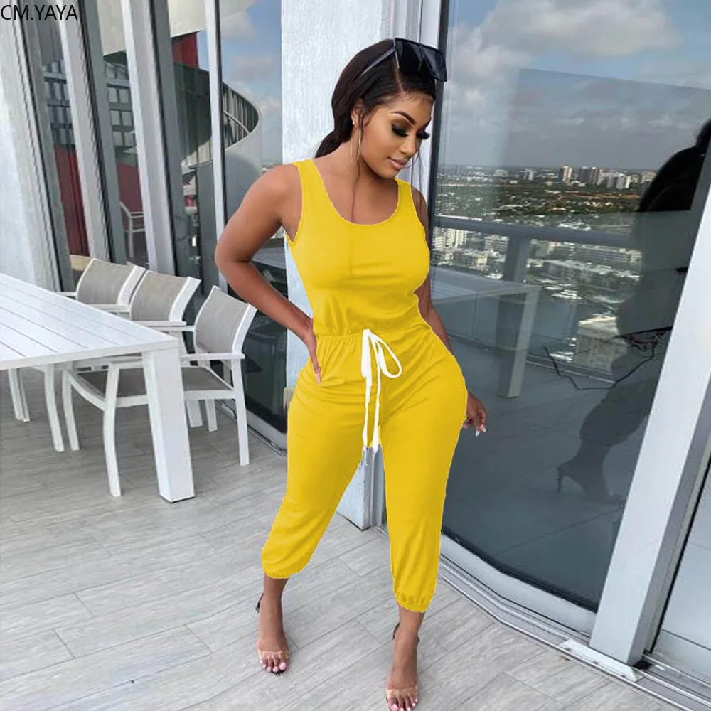 CM.YAYA/уличная одежда Спортивные однотонные женские комбинезоны до щиколотки