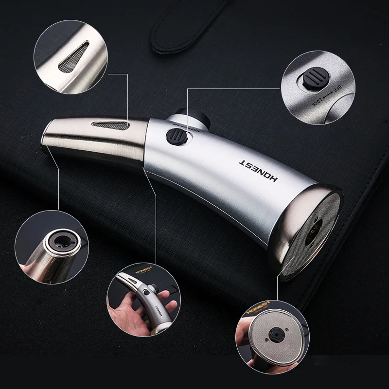 Honest Table Blow Torch Lighter Refillable Windproof Straight Flame Jet Gun Lighters with Fire Lock Free Your Hands for Cooking | Дом и сад