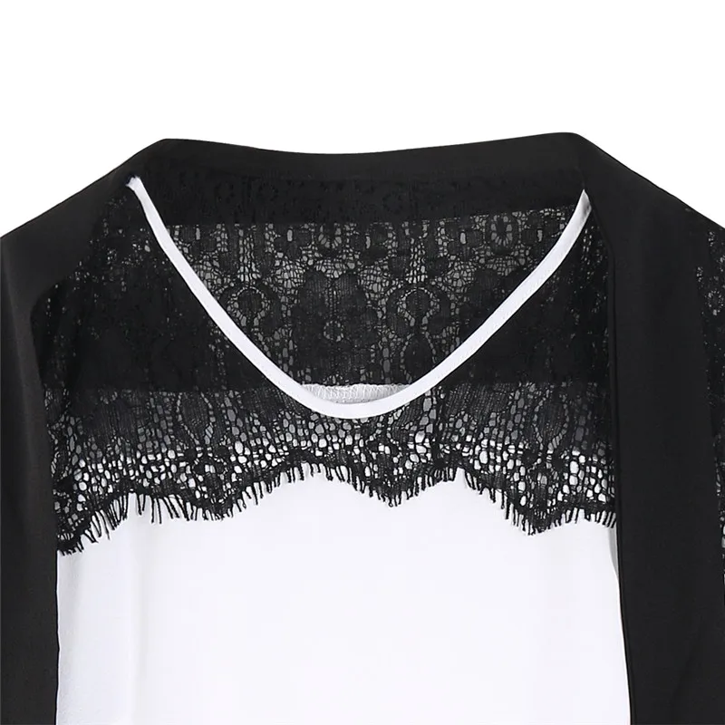 

Office Lady Sexy Lace Patchwork Short Mini Dress Women Long Sleeve Turn-down Collar Evening Party Bodycon Dresses