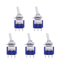 5pcs miniature toggle switch double pole double throw dpdt mts202 on on 120vac 6a 14 inch mounting mts 202