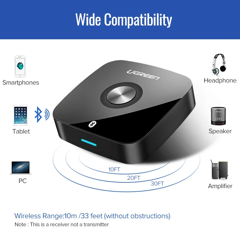 UGREEN 3 5 Bluetooth 0 приемник aptX LL мм разъем Aux беспроводной адаптер Музыка для ТВ