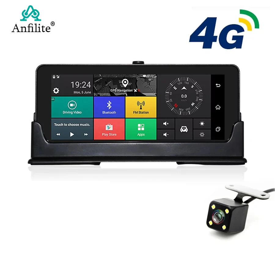 Anfilite 7 дюймов 4G Android Автомобильная приборная панель DVR камера GPS навигация ADAS 1080P