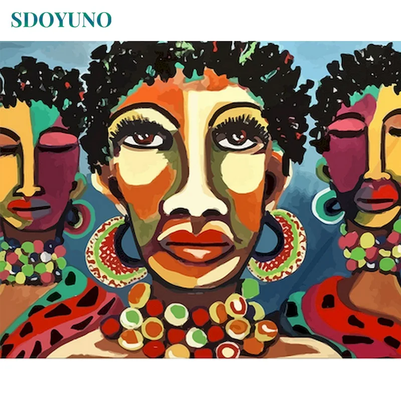 

SDOYUNO 60x75cm Abstract Paint By Numbers Kits On Canvas Colourful Figure DIY Frameless Oil Painting By Numbers Digital Hand Pai