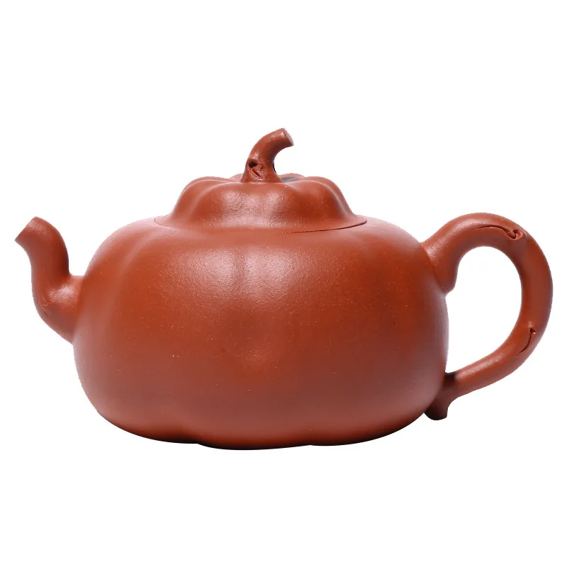 

Yixing Zisha teapot raw mineral vermilion clay handmade flower pumpkin Teapot Set