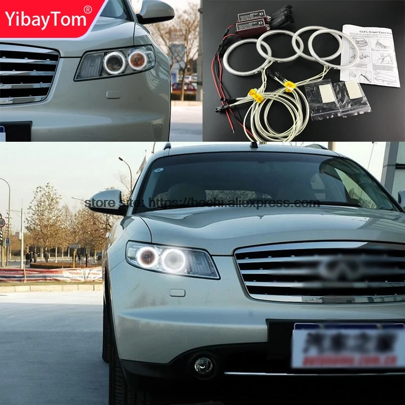 

YibayTom WHITE 6000K CCFL Headlight Halo Angel Demon Eyes Kit angel eyes light for INFINITI FX35 FX45 2003-2008