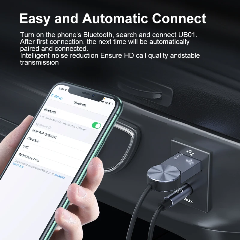 kuulaa bluetooth audio receiver 3 5mm with cable adapter compatible with all bluetooth devices car bluetooth 5 0 adapter free global shipping