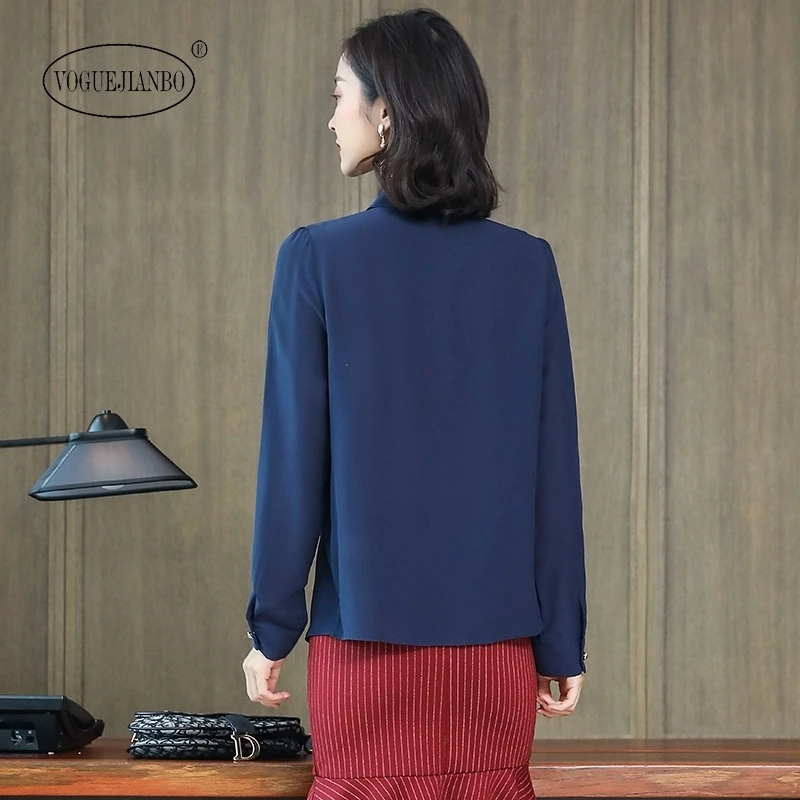 

New 100% silk ladies shirt solid color square collar long sleeve bottoming shirt korean version of thin silk top bluzka damska