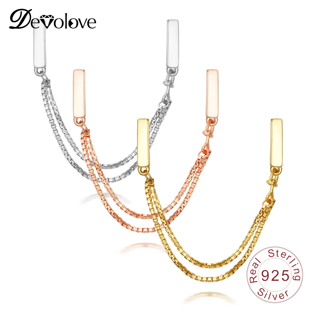DEVOLOVE новая Подлинная 925 застежка из стерлингового серебра безопасная цепь бисера