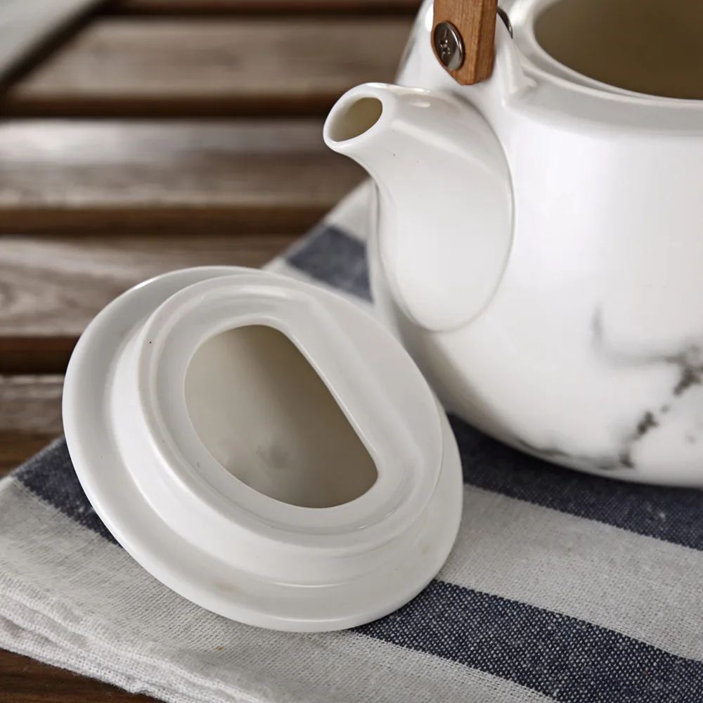 

Japanese Classic Marble Ceramic Tea Set with Flower Pattern,Teapot & 4 Teacups.