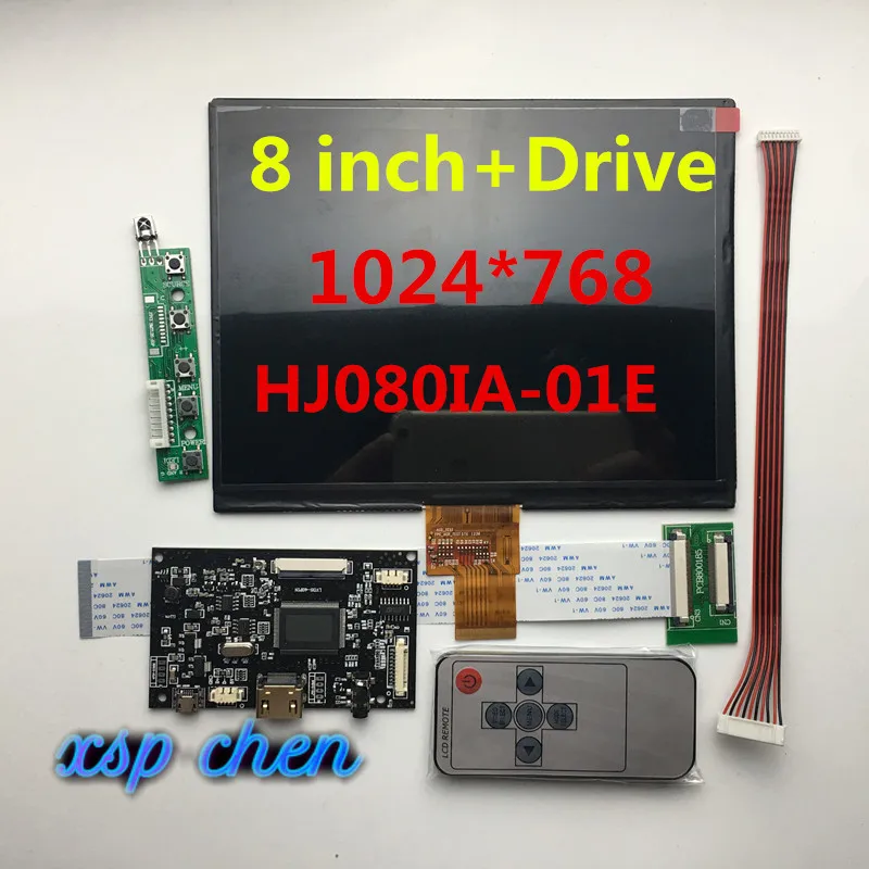 8 inch lcd screen HJ080IA-01E HE080IA-01D  1024*768 IPS hd LCD Display + HDMI/VGA/2AV Control Driver Board