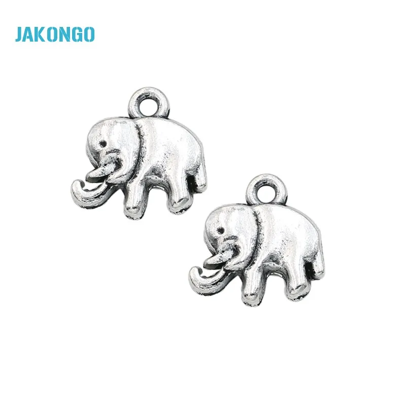 

40pcs Elephant Charm Antique Silver Plated Zinc Alloy Charms Pendants for Jewelry Making DIY Handmade Craft 14x14mm