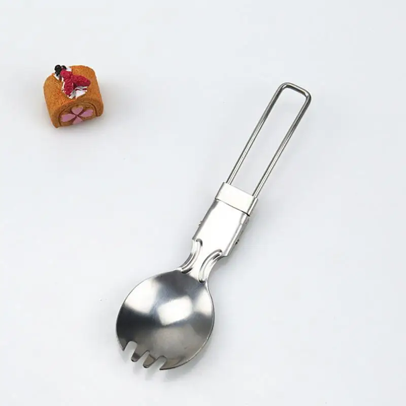 Оборудование для кемпинга, вилка, портативный набор, 1 шт., складная ложка, вилка, стальная посуда, для пикника, складные столовые приборы