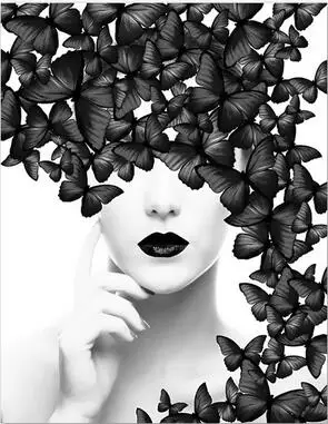 

Стиль партии на выбор черный белый венок Девушка Бабочка фотопечать Шелковый постер домашний декор стен