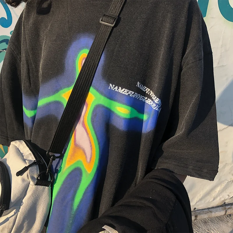 Женская/мужская футболка с коротким рукавом в стиле Харадзюку