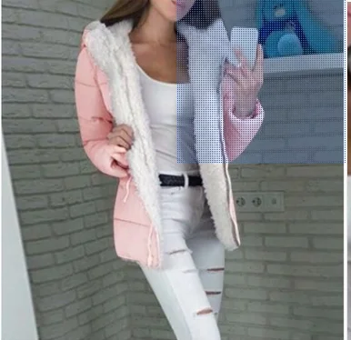 Pink color Модное зимнее женское пальто, женские зимние Утепленные Пальто с длинным рукавом, теплая куртка, верхняя одежда, пальто на молнии, женское Смешанное пальто - Цвет: Pink color