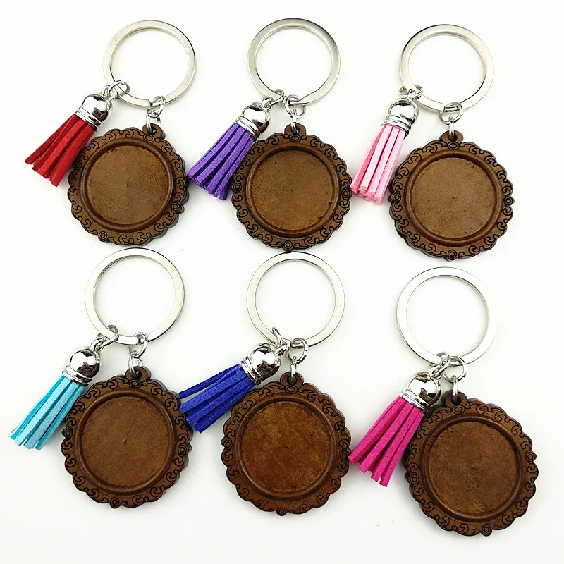 Новый стиль 24 шт. коричневый круглый 25 мм Дерево Кабошон из нержавеющей стали