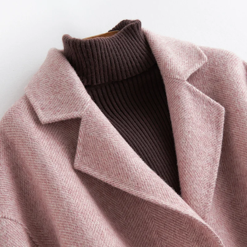 Женское шерстяное пальто осенне-зимняя одежда с поясом тонкое длинное женские