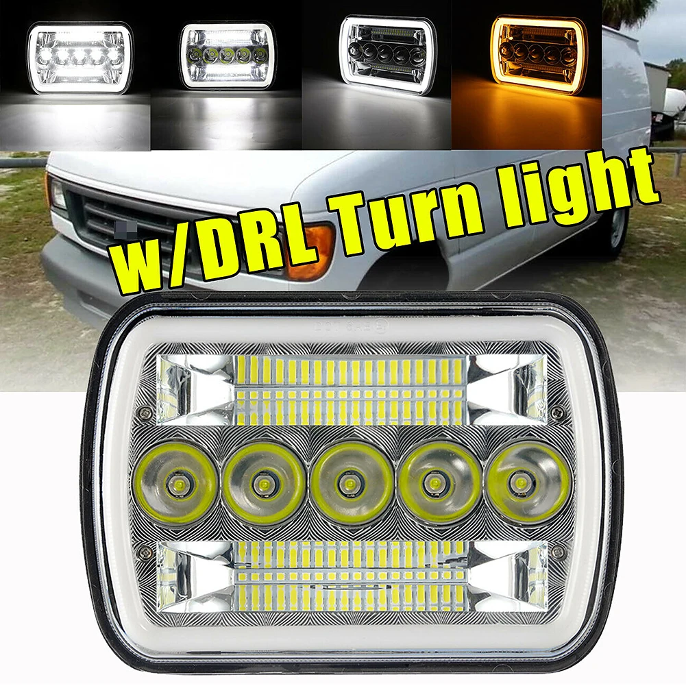 

7x6" inch LED Headlights Square Led Headlamp with DRL Retangular Beam with Jeep Wrangler Car Accessories Dropshipping