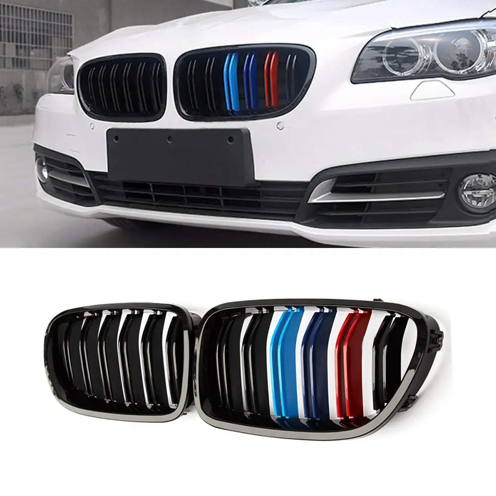 Для BMW Sedan F10 F11 F18 M5 M Глянцевая черная передняя решетка с двойными плавниками 5