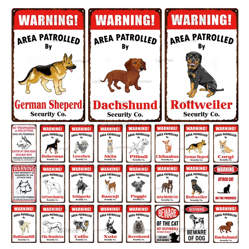 

Vintage Animal Warning Danger Metal Signs Beware of The Dog Cat Poster Retro Wall Plaque Pub Bar House Painting Man Cave Decor