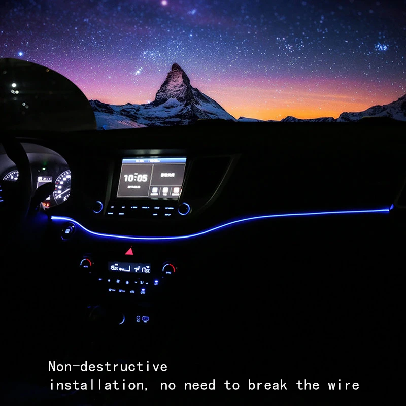 Скидка Светодиодная лента для приборной панели автомобиля, декоративная светильник вая лента для Hyundai Tucson 2015 2016 2017 2018 2019 2020, аксессуары для интерье...