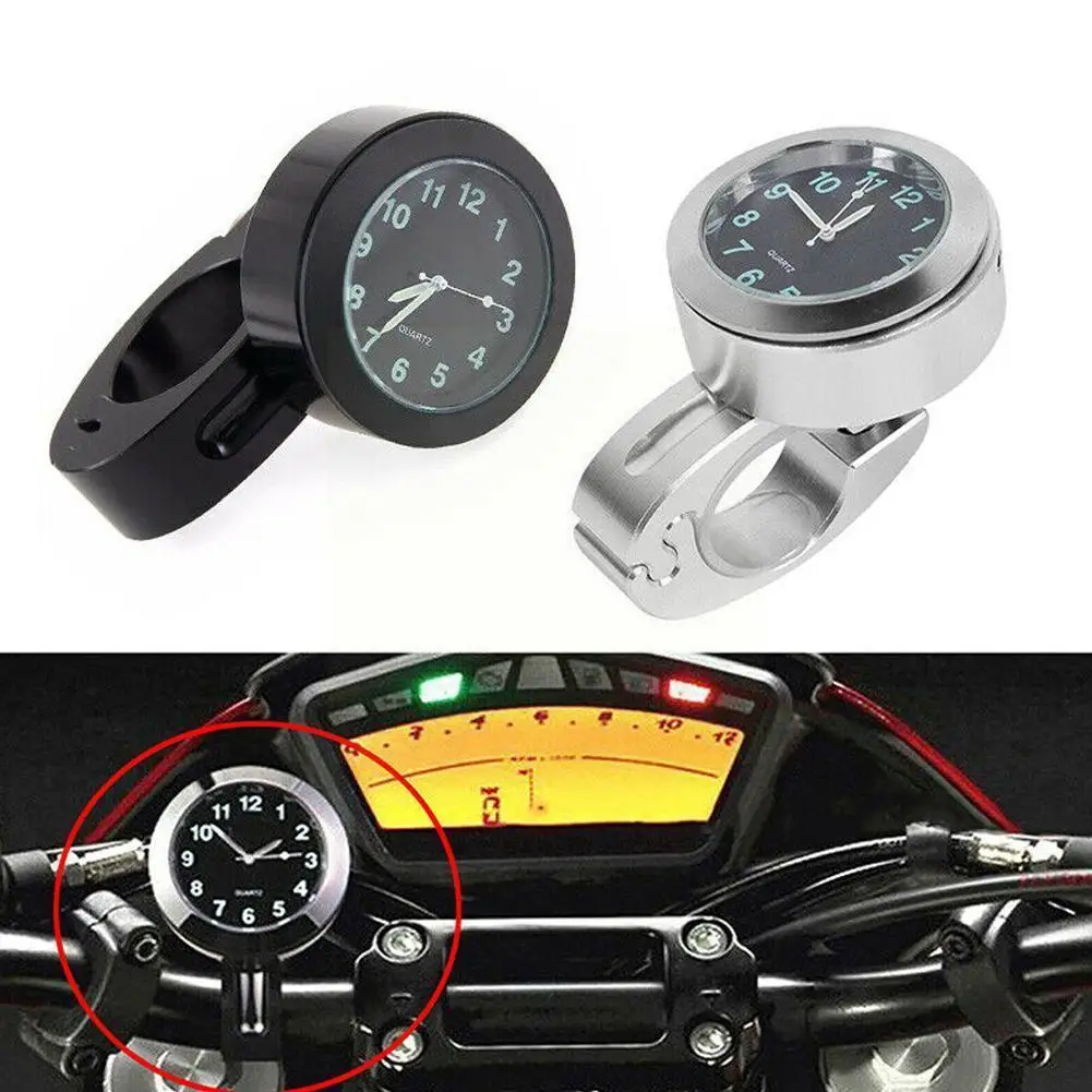 

New Waterproof Watch Clock Bicycle Motorcycle Handlebar Watch Honda Clock Black/Silver Quartz For Davidson Kawasak P1C2