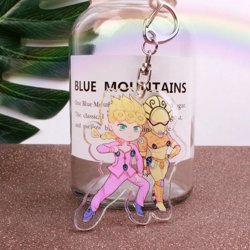 Anime Jojos Bizarre Adventure Keychain Cartoon Figure Acrylic Pendant Backpack Key Ring