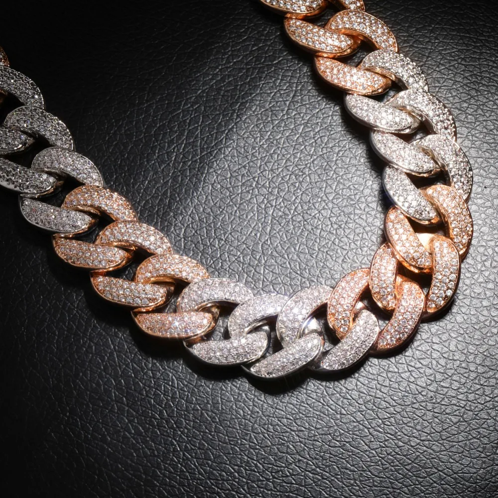 TOPGRILLZ 18 мм Maimi кубинское звено цепи ожерелье серебро и розовый цвет Iced Out кубический циркон хип хоп ювелирные изделия подарок