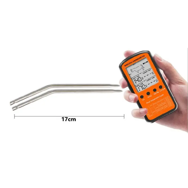 

Wireless Food Temperature Meter Lcd Display Dual Probe 8 Modes for Grill Oven