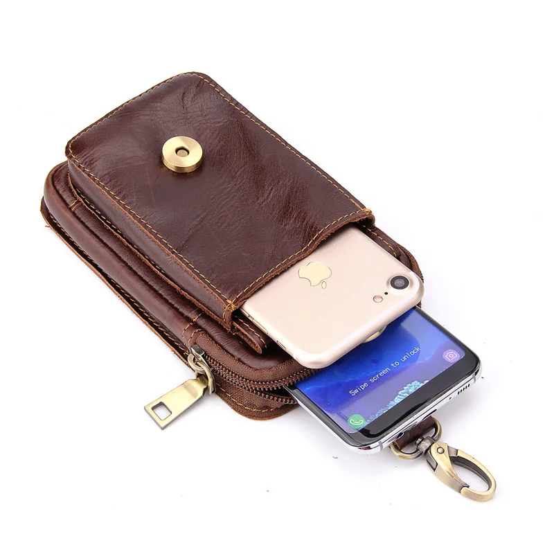 

Universal Phone Pouch Belt Clip Cover Genuine Leather Phone Case 6.3 inch for iPhone X XS Vintage Waist Bag Smart Phone Cover
