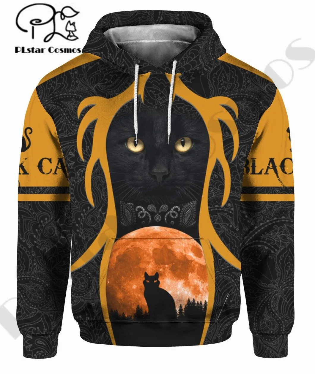 

PLstar Cosmos 3Dprint Newest Black Cat Moon Animal Pet Art Premium Streetwear Unisex Unique Casual Hoodies/Sweatshirt/Zip 9