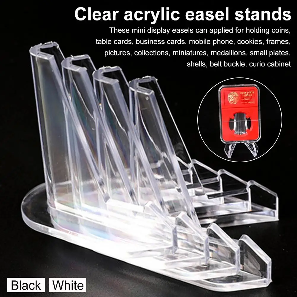 10 pcs mini clear acrylic easel stands coin display easel for holding coins business cards mobile phone frames and pictures free global shipping
