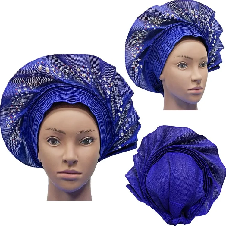 15 Африканский ASO OKE Gele головное украшение высокого качества нигерийский традиционный свадебное использование 013 Авто Gele - Цвет: 15