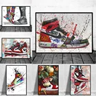 Модные граффити искусство кроссовки Холст Плакаты и принты спортивная обувь холст картины на стену декоративные картины для комнаты подростка
