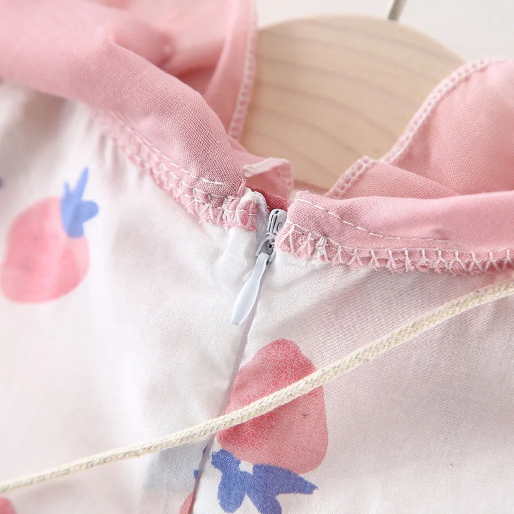 Платье для девочек с воротником в виде клубники летящим рукавом | Детская одежда