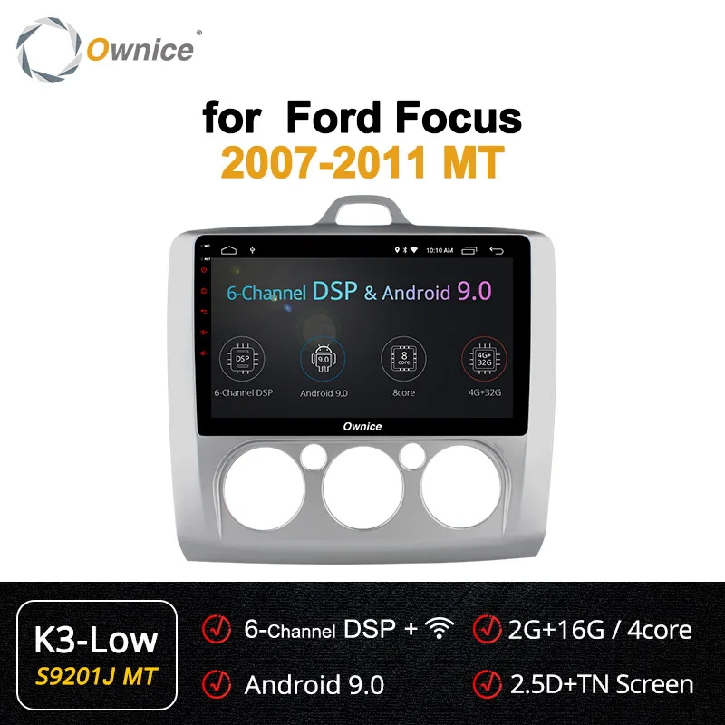 S9201-1 K3-Low Ownice K3 K5 K6 2DIN Android 8,1 Восьмиядерный автомобильный Радио dvd-плеер для Ford FOCUS 2007 2008 2009 2010 2011 Navi gps 4G LET DSP - Цвет: S9201-1 K3-Low