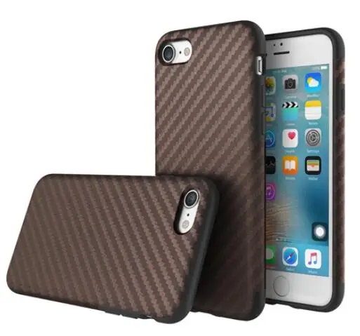 Чехол Rock из синтетического волокна для iPhone 7 Plus, мягкий чехол из углеродного волокна и ТПУ с магнитной задней крышкой, чехол для iPhone 7 с металлической пластиной, распродажа - Цвет: Dark Brown