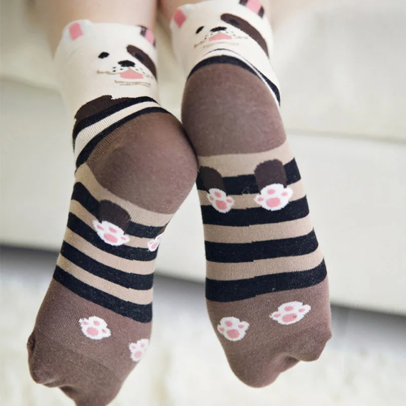 Милые Женские Длинные Носки с рисунком собаки Харадзюку хипстерские носки для