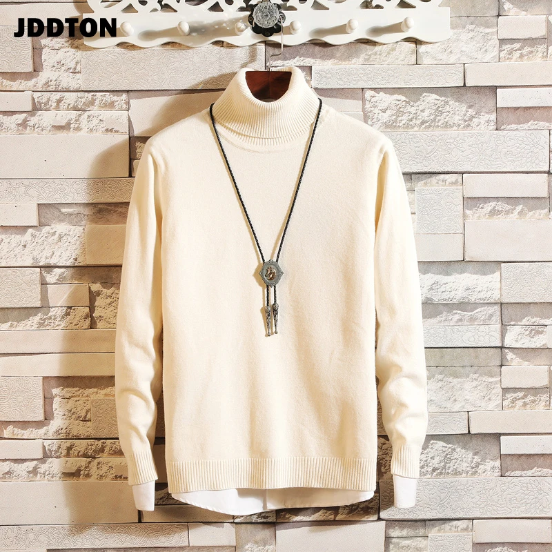 Мужской свитер JDDTON с высоким воротником Мужская Уличная одежда Однотонный