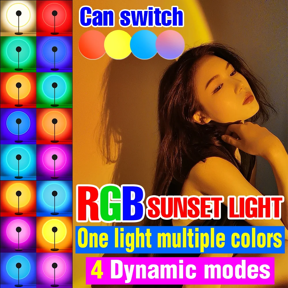 

LED Sunset Light RGB Projector Rainbow Atmosphere Lamp 5V Table Lamp Night Lights BarCafe Shop Background Wall Decoration Lights