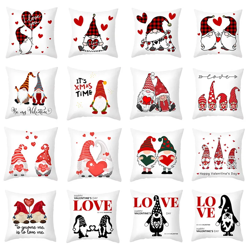 

Pillow Cushion Covers Santa Claus Heart Lovers Pillowcase Throw Pillow Covers Decorative Pillow Cases Home Decoration 45*45cm