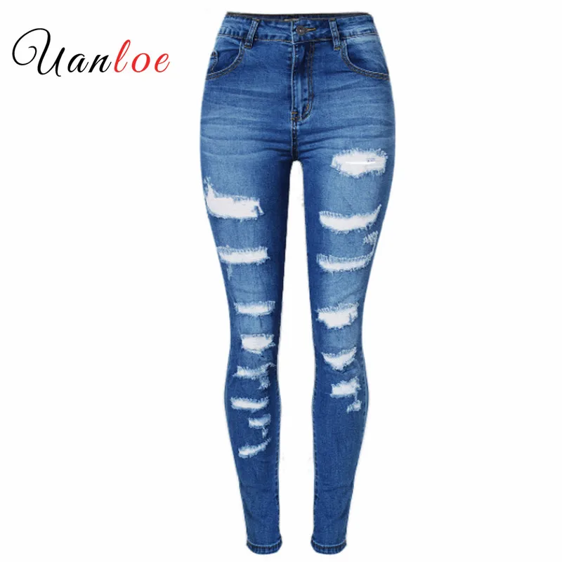 

Женские джинсы в стиле знаменитостей, модные синие узкие потертые джинсы с низкой посадкой, Стрейчевые рваные брюки для женщин, 2019
