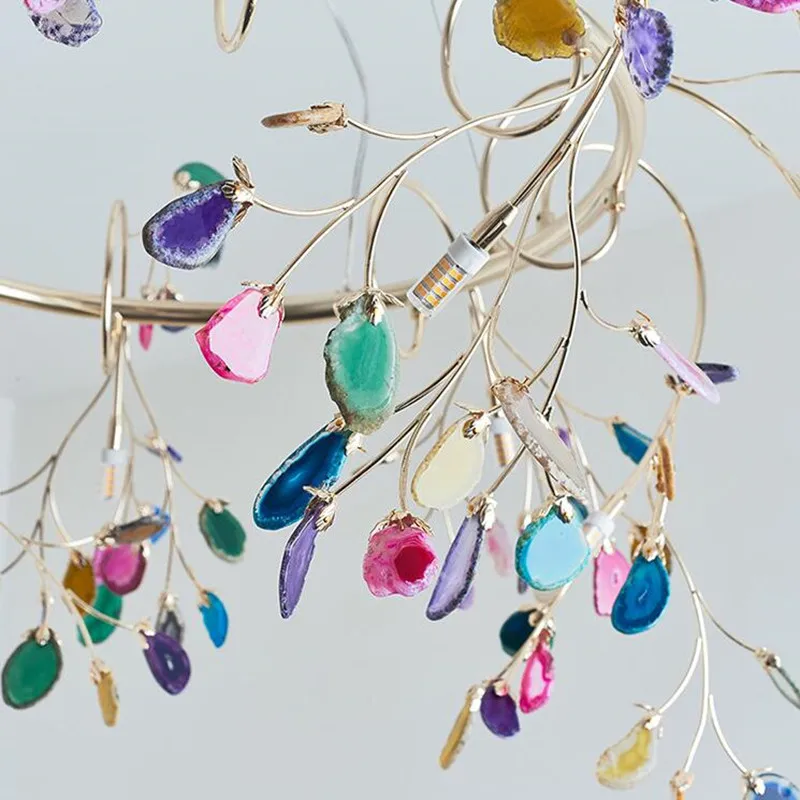 Светодиодные люстры с агатом в скандинавском стиле креативные романтические