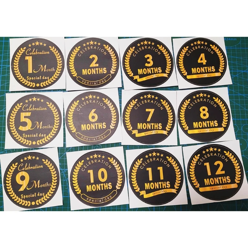 

12 Pcs/Set Baby Pregnant Monthly Stickers Round Memory Recording Milestone Sticker Newborn Growth Photo Photography Props