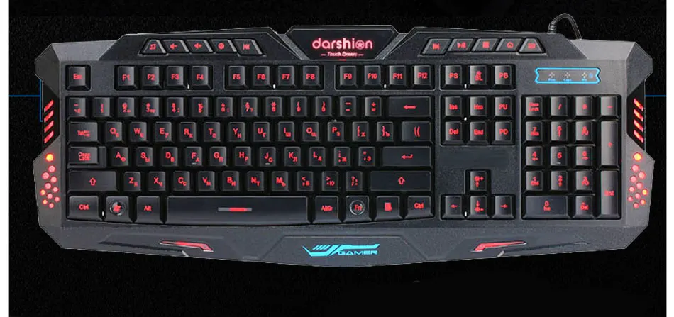 LED клавиатуры 3-Цвет клавиатуры Keyboard Switch подсветкой USB Проводная Игровые ПК / ноутбука русский и английский клавиатуры Игровая освещенная клавиатура привело клавиатура с подсветкой
