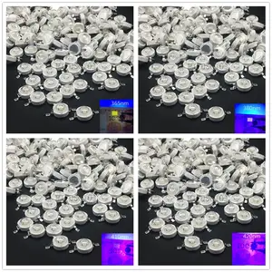 Светодиодные лампы 3 Вт, 10 шт.-100 шт., Ультрафиолетовый светодиодный чип, 360 нм, 365 нм, 370 нм, 380 нм, 390 нм, 395 нм, 400 нм, 405 нм, 430 нм